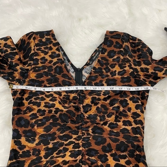 Zara Leopard Print Cocktail Dress with Front Ruching Size Medium - Picture 5 of 7